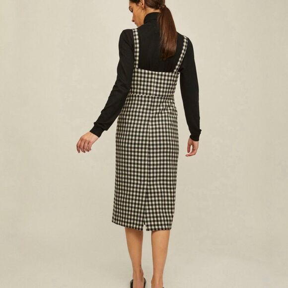 Rita Row Emma Fitted Gingham Dress in Black White Size Medium - Picture 2 of 10
